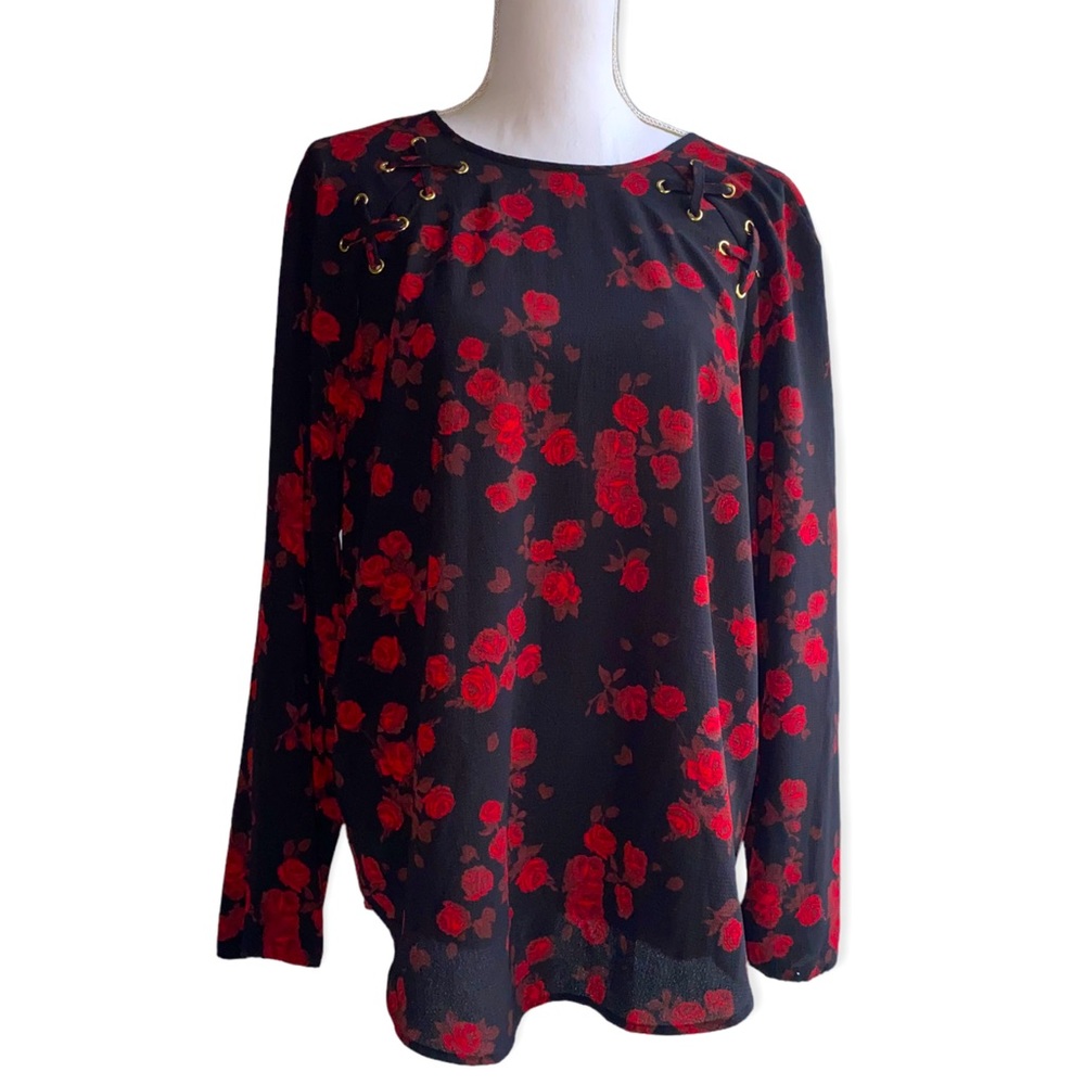 MICHAEL KORS LONG SLEEVE FLORAL TOP